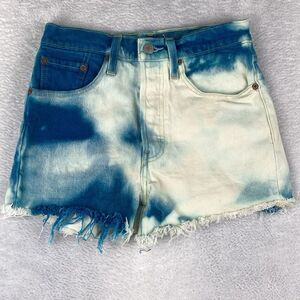 Levi's‎ Jean Shorts Womens 501 Tie Dye Blue Cut-Off Button Fly Size 24